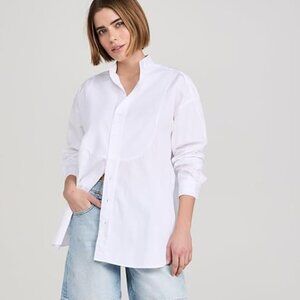 Frank & Eileen Victoria Collarless Button Down White Tuxedo, Sz. M, NWOT